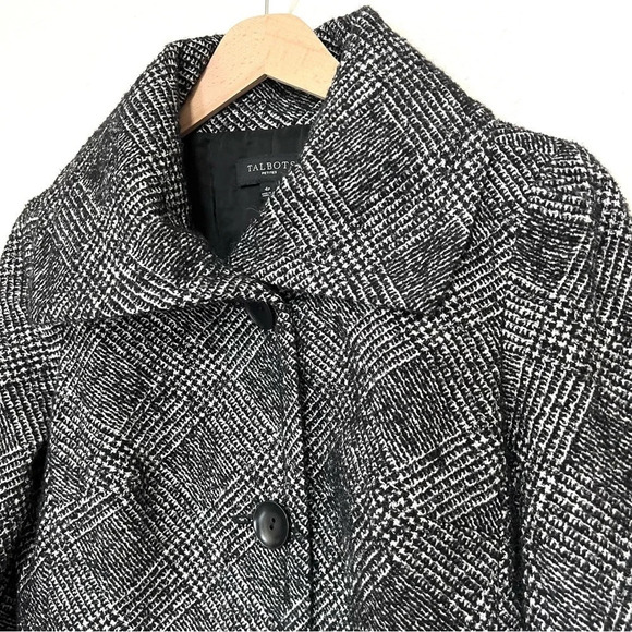 Talbots Wool Tweed Black Glen Plaid Blazer Jacket Size 4 Petite - Picture 3 of 12
